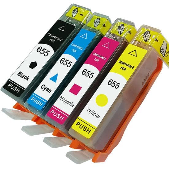 4 stk Kompatible blekkpatroner HP 655 Deskjet for 3525 4615 4625 5525 6520