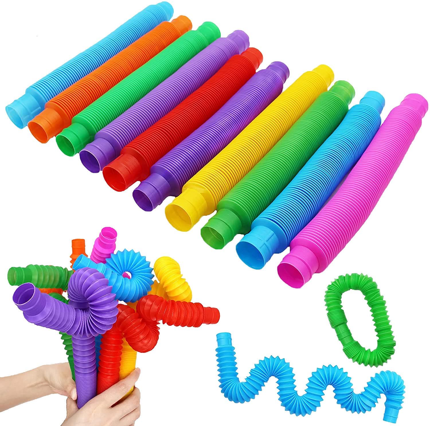 Fargerike Rør Fidget Leker Sammenleggbare Autisme Voksne Sensoriske Stresslindring Enkle Leker for Voksne Barn Morsom Antistressleke