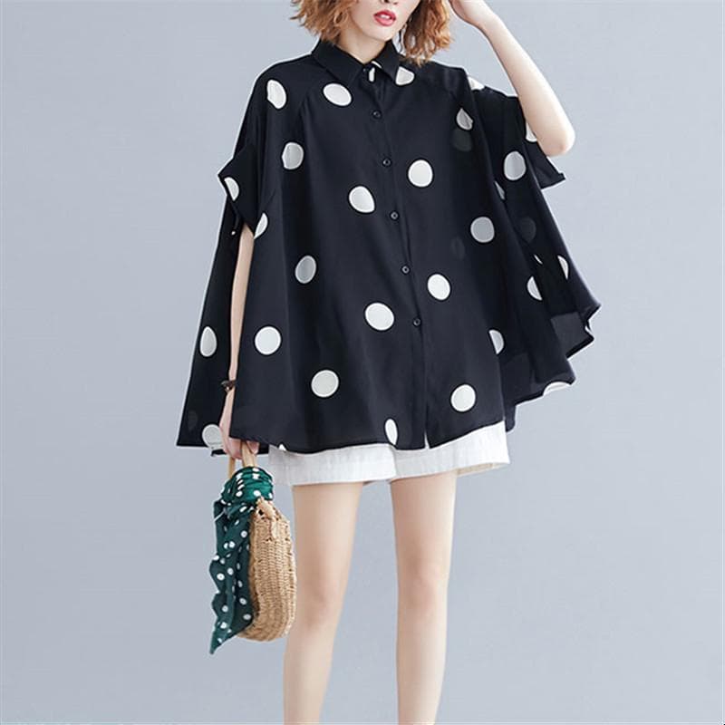 Chiffon Plus size kvinner Uformell løs sommerbluse aprikos