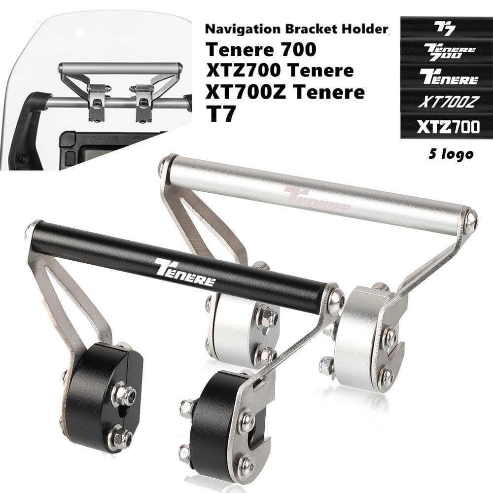 FOR Yamaha Tenere 700 T7 Rally XTZ700/XTZ700Z Tenere Motorsykkel Navigasjonsbrakett Holder GPS-MONTERING sølv