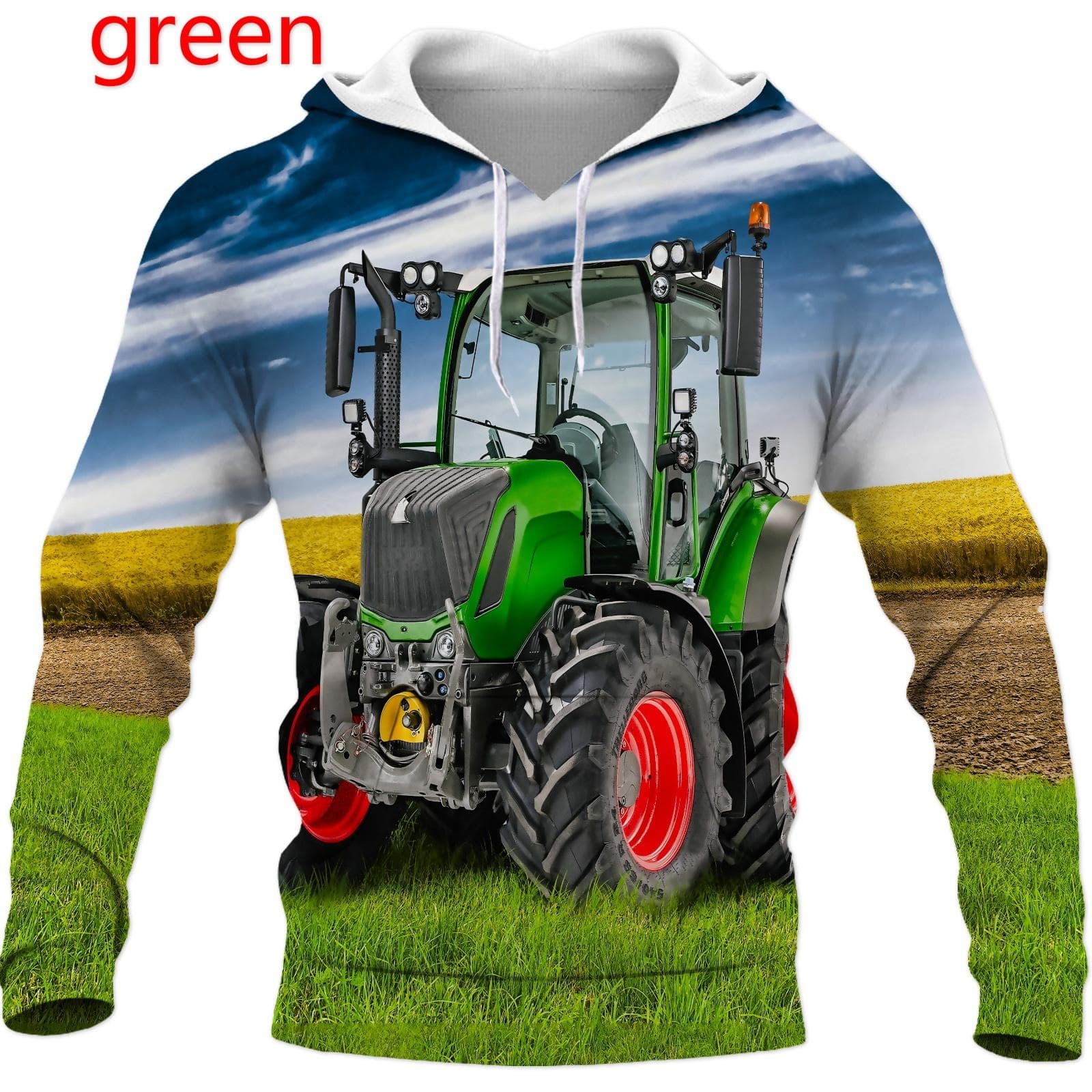 Nyeste tegneserietraktor 3D-trykt hettegenser Morsom mote Uformell genser Pullover Hettegensere Mote cm
