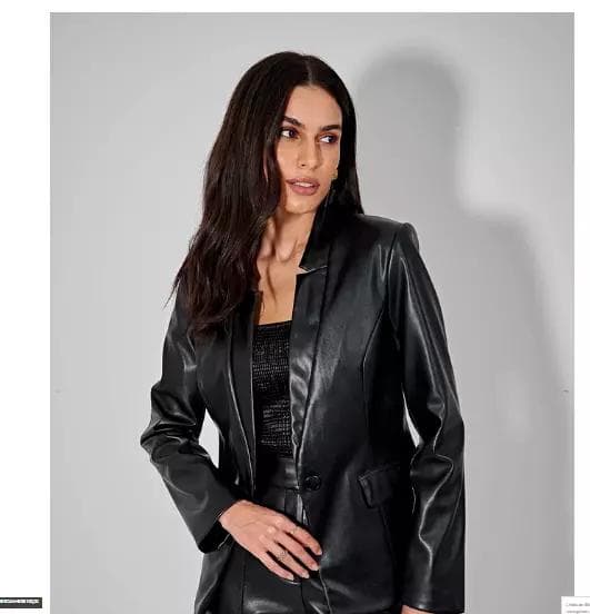 Svart Formell Ekte Skinn Party Blazer Lammeskinn Stilig Håndlaget Designer Dame cm Svart