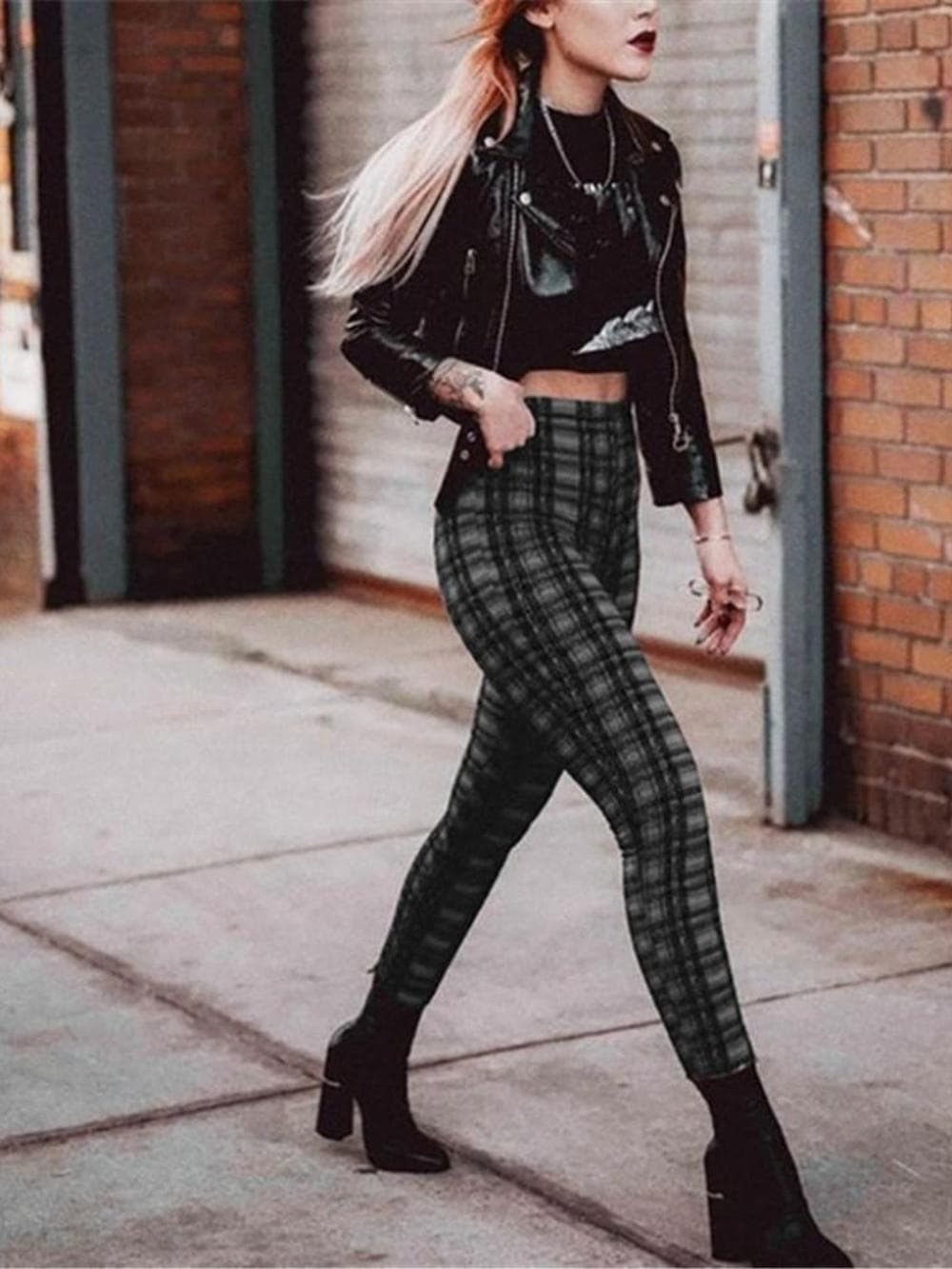 Kvinner Leggings Slim Pencil Bukser Elastisitet Skinny Casual Populære rutete Leggings Bukser cm Gul