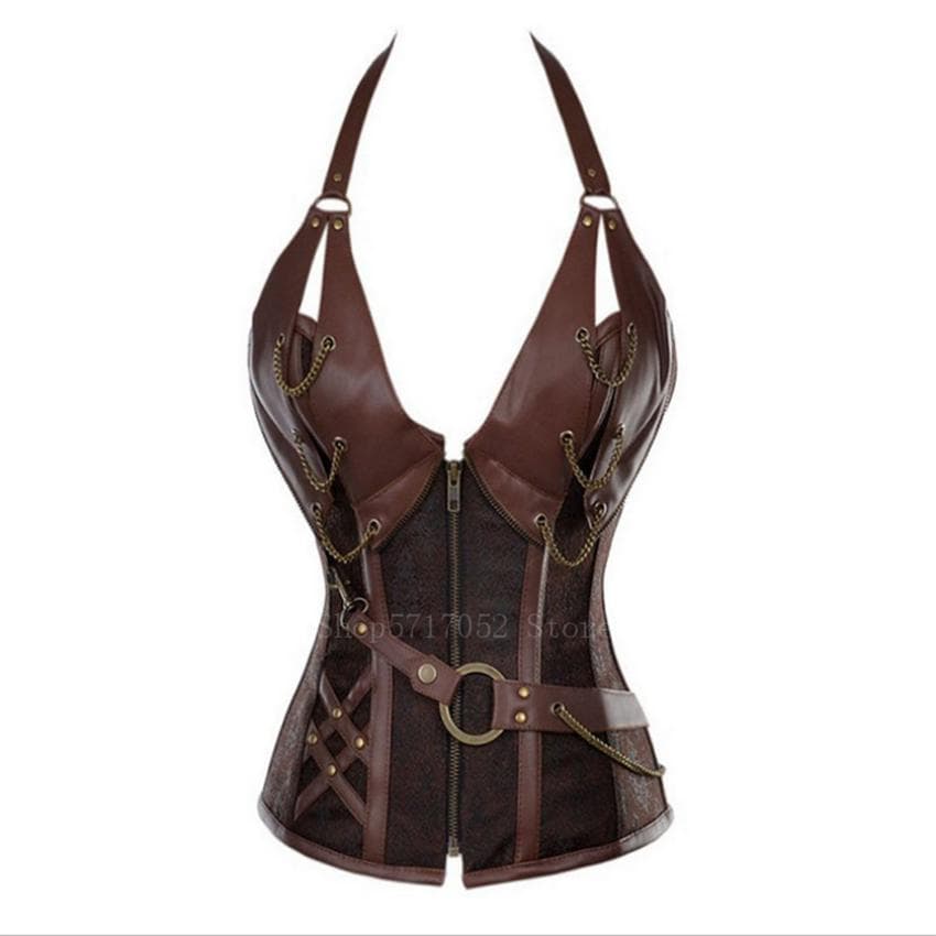Voksen middelaldersk viking piratkostyme kvinner gotisk ridderkorsett Halloween Cosplay Steampunk skinn Grimevest Metal Cuirass cm Svart