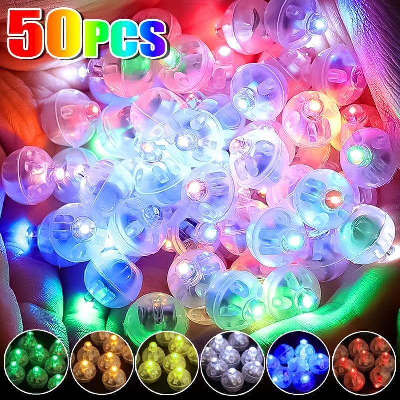 50 stk fargerik glødende liten kulelampe LED-blits rund ballonglampe miniglassballlampe til juledekor