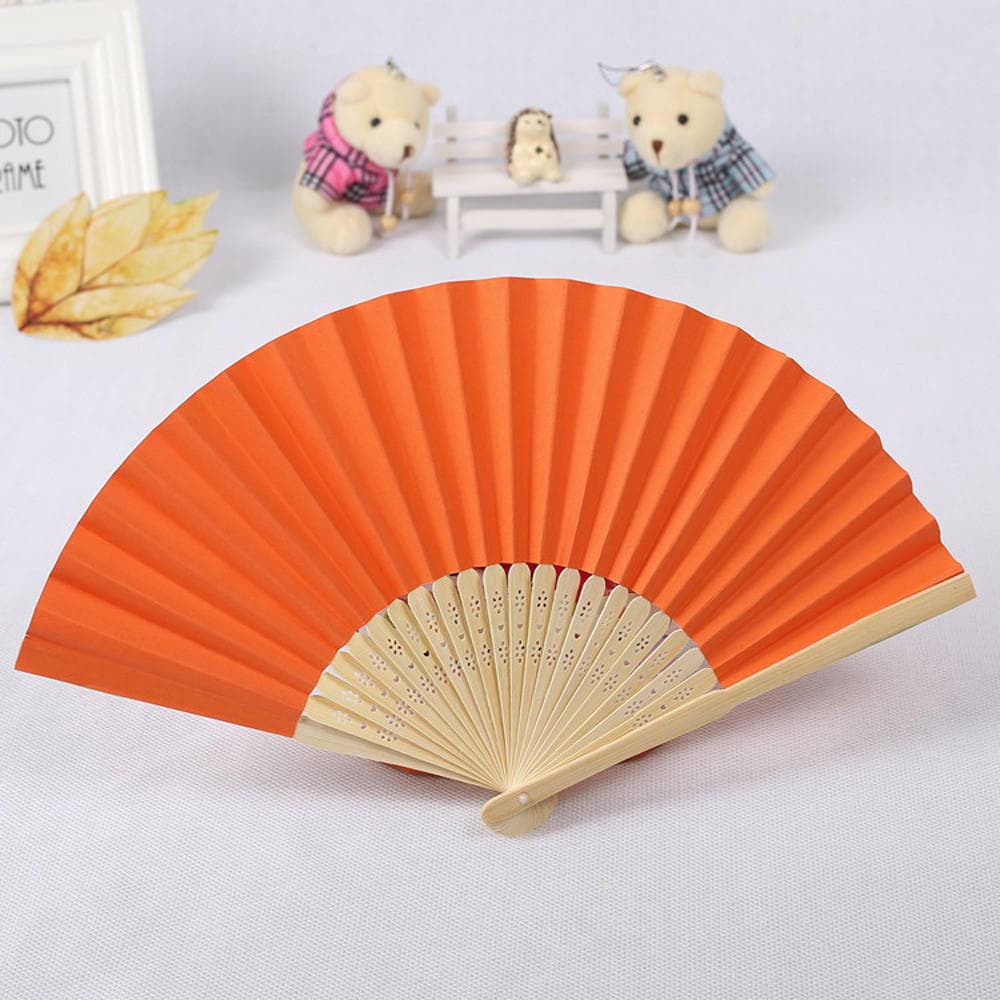 Mønster Folding Dance Bryllupsfest Blonder Silke Folding Håndholdt Solid Color Fan kaffe