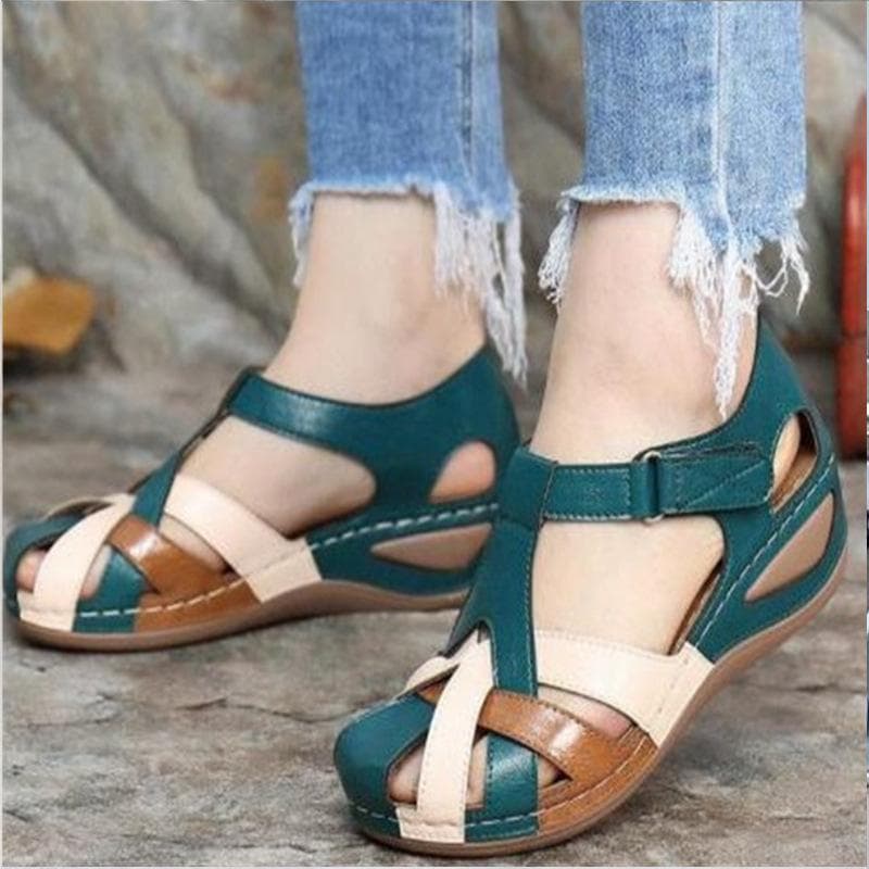 Nye sommer kvinner Premium ortopediske sandaler med åpen tå dame tøfler Vintage anti-skli pustende tøfler Plus Size sandaler cm vinrød farge