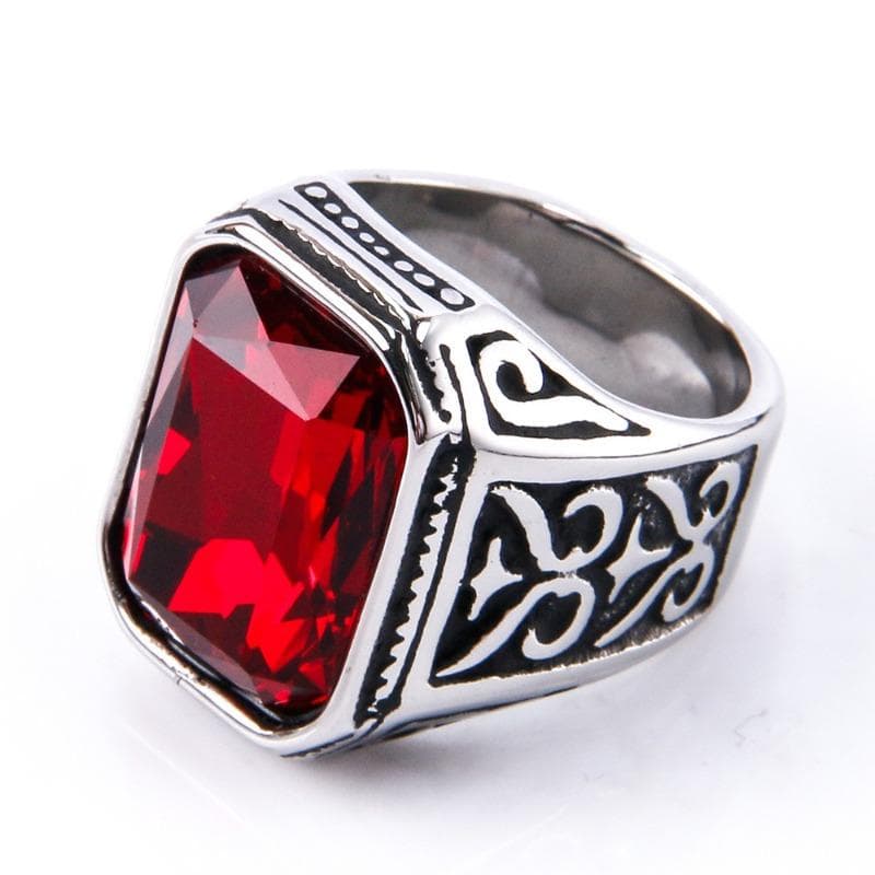 Menn Gemstone Ring Mote Square Rustfritt stål Hip Hop smykker Gull Luksus Hipster Party Finger Ring