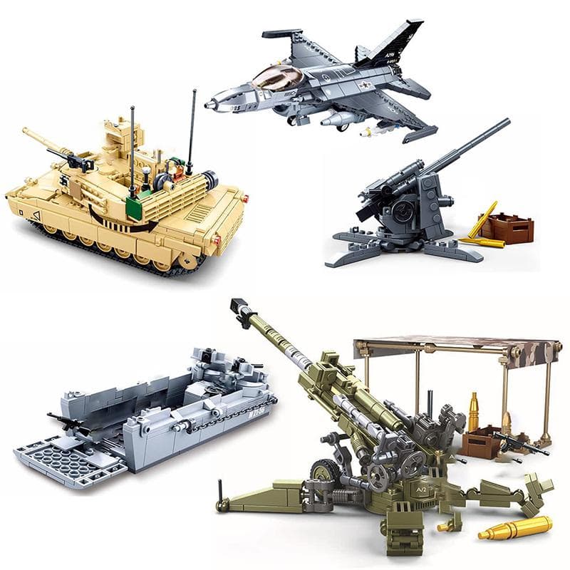 Army Cannon Militærkjøretøy Tanklastebil Panserbilutstyrssett Modellbyggeklosser 2. verdenskrig Tilbehør USA Tyskland