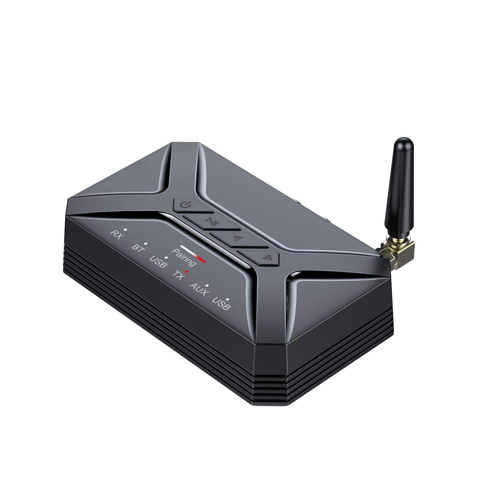 T-R22 BT5.0 lydmottaker sender 2-i-1 trådløs 3,5 mm lydadapter USB RCA AUX-inngang for TV Svart