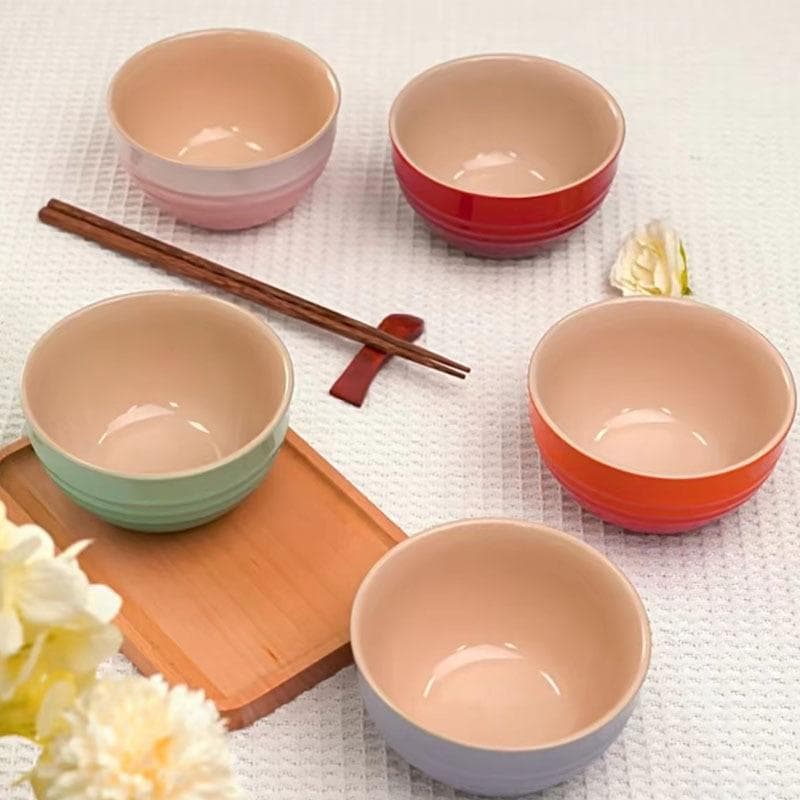 Le Creuset French Cool Color Skål Emajleskål Risskål Husholdningssteinvare Porselen Rund Skål Risskål Nudler i Suppeskål Gul