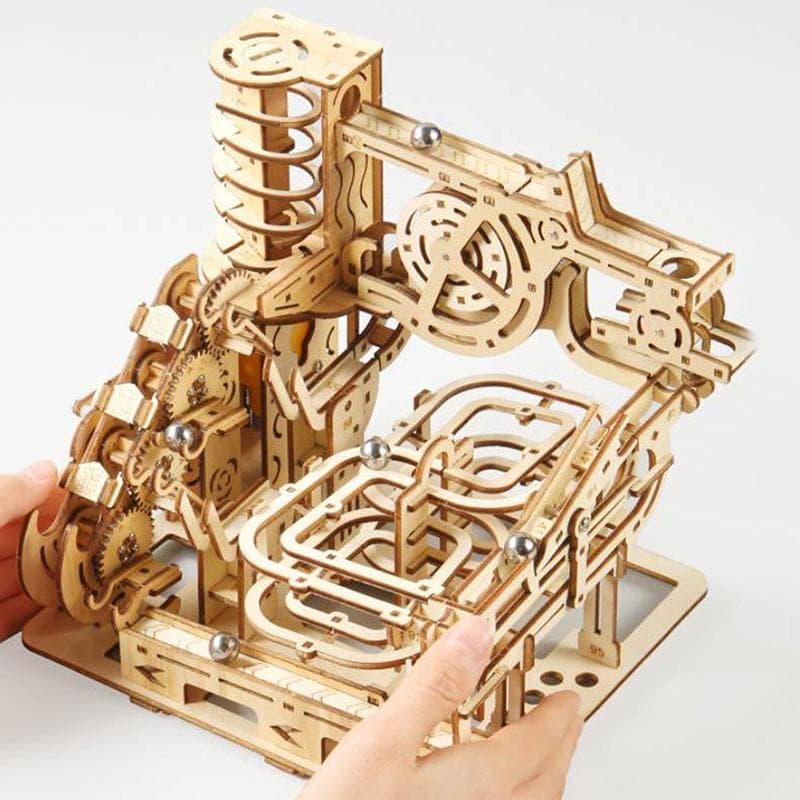 1 Sett Klinkekulebane-sett 3D Tre Spiral Plankvei Puslespill Elektrisk Katapult Baneanordning Mekanisk Modell Montering Gave Til Barn
