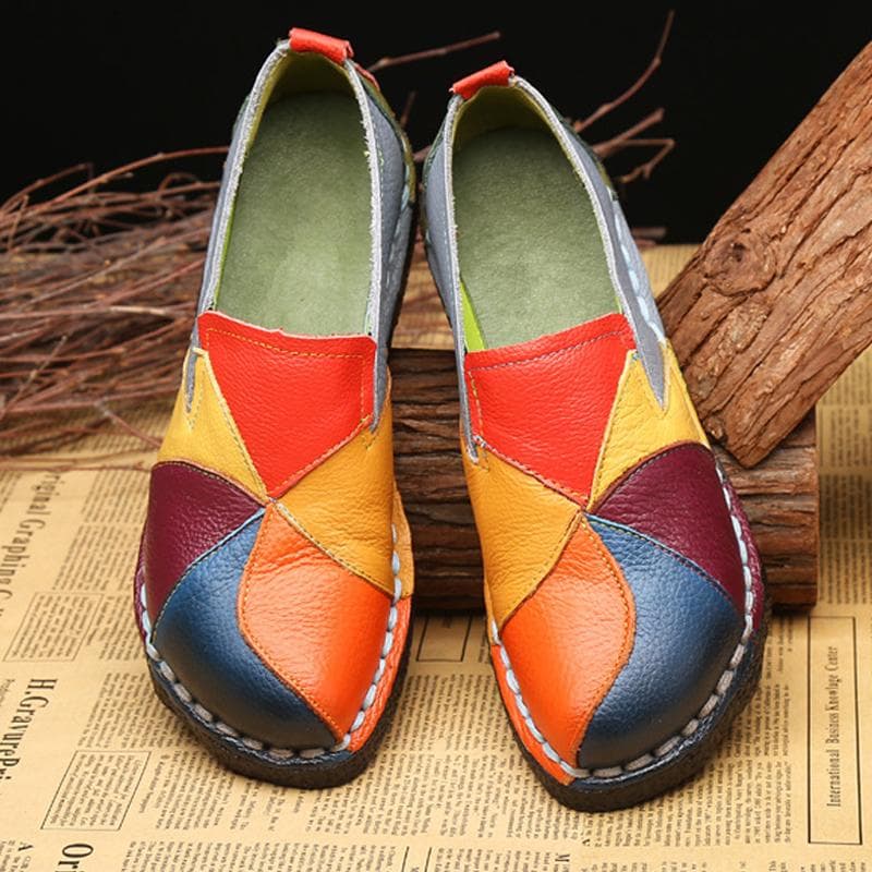 Designer Dame Ekte Skinn Loafers Blandede Farger Dame Ballettflats Sko Kvinnelige Vårmokasiner Casual Ballerinas sko cm Gul
