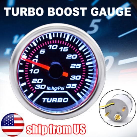 Universell 52 mm turbotrykkmåler, mekanisk urskive, hvit bakgrunnsbelysning.