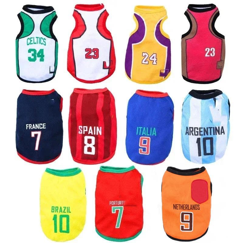 XS-6XL Hundesportstrøye Kjæledyrklær for sommerklær Valp Kjæledyrklær Basketballklær Valp-T-skjorter Sommerkjæledyr-kattskjorter