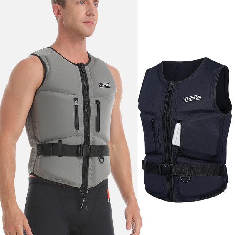 Voksen Ultratynn Redningsvest: Kollisjonsvest med oppdrift for surfing, motorbåtkjøring, snorkling og svømming. Svart