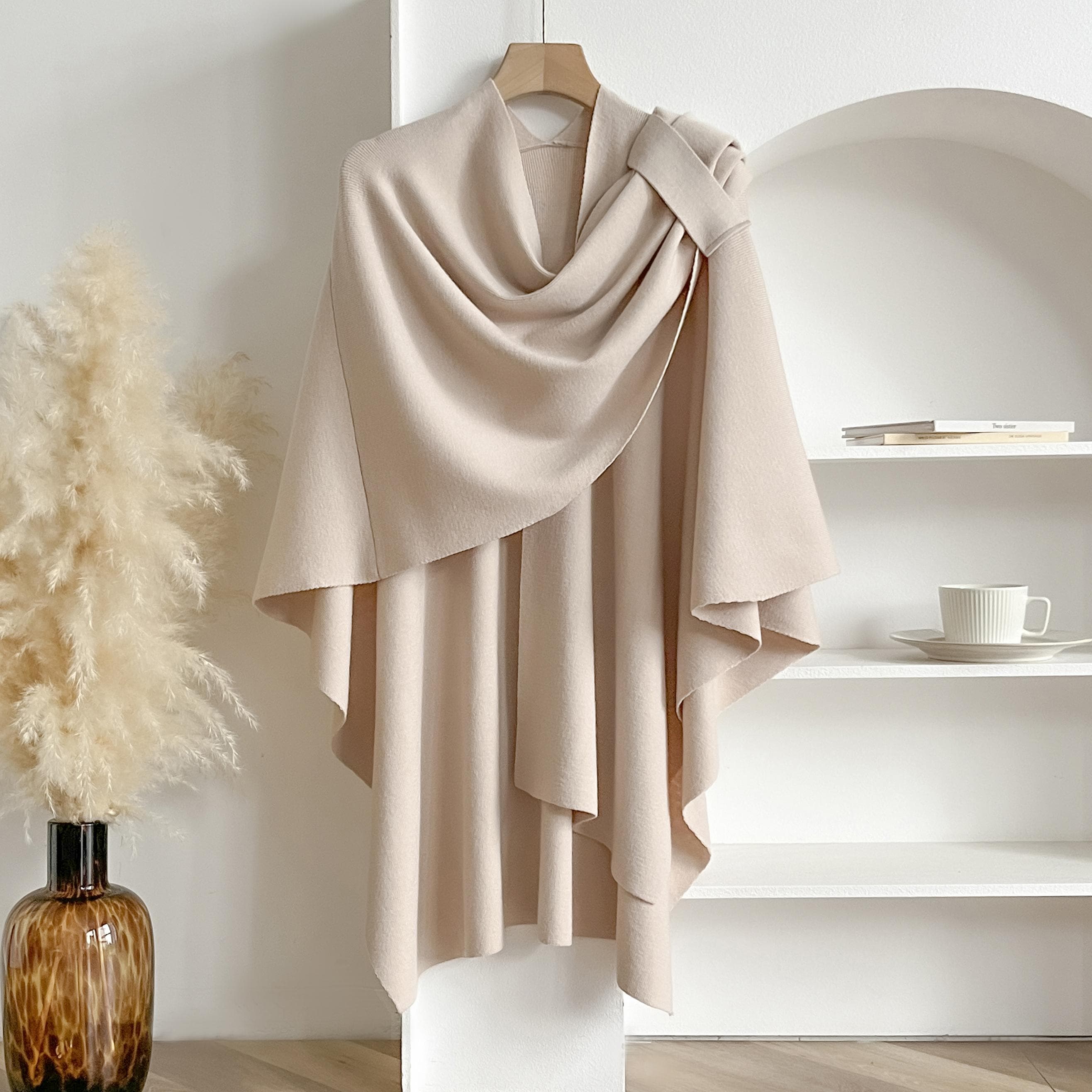 Dameponcho Vinter Varm Sjal Dobbeltsidig Designer Tykkere Teppe Luksuriøst Skjerf Kvinne Kappe Kasjmir Pashmina Kappe Stole