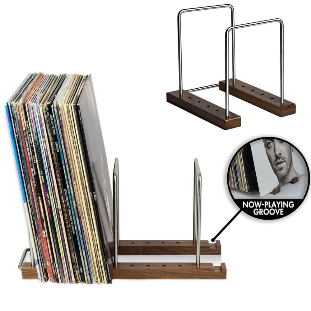 Solid valnøtt plates stand Justerbar albumvisningsholder Retro CD-hyller