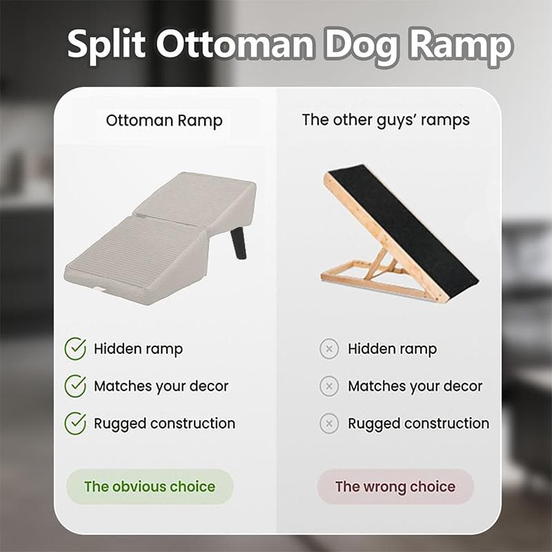 2-i-1 Konvertibel Tre Hjem Skammel Hund Rampa Trapper, Hund Rampa Ottoman, Sammenleggbar Sklisikker Delt Ottoman Valpe Rampa Svart