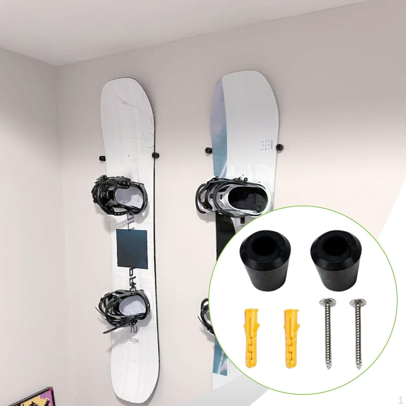2x Snowboard Veggfeste Utstillingshenger Oppbevaringsorganisator Enkel å Installere Skistativ