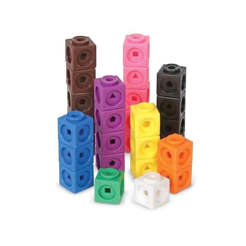 100 stk Matematikk Linking Cubes Blocks Kids Educational Numbers Leker