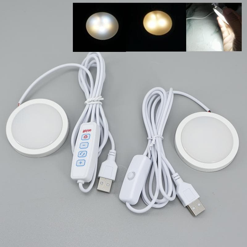 6 cm USB 5V LED 3W Underskapslys Skapmonter Hylle Benkeplate Dimming Belysning Campingvogn Campingvogn Spotlampe Innvendig Lampe