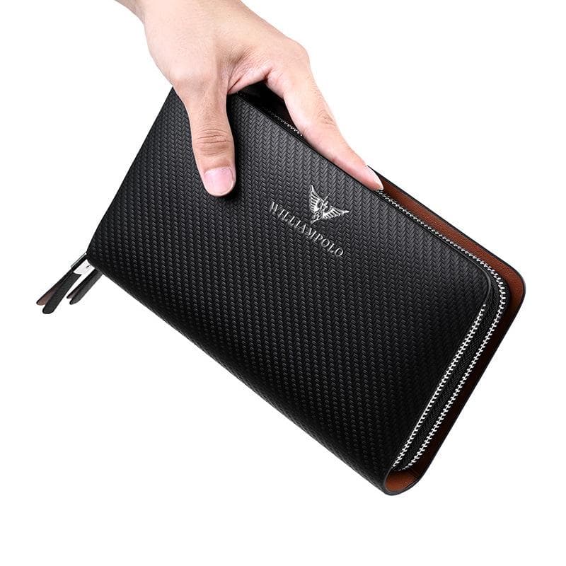King Paul Herre Luksus Ekte Skinn Clutch - Stor Kapasitet Business Lommebok
