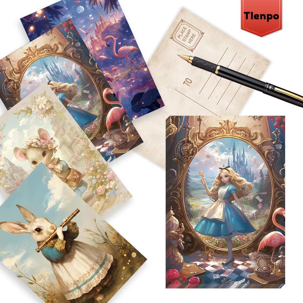 32 stk. vintage Alice i Eventyrland-postkort, bursdags-/jubileumsgaver, samleobjekter, perfekt som gave, klar til posten.