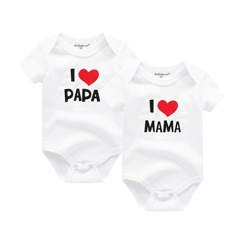 2 STK Nyfødt babyklær Kortermet jente Gutteklær I Love Papa Mama Design Bomullsbukser cm