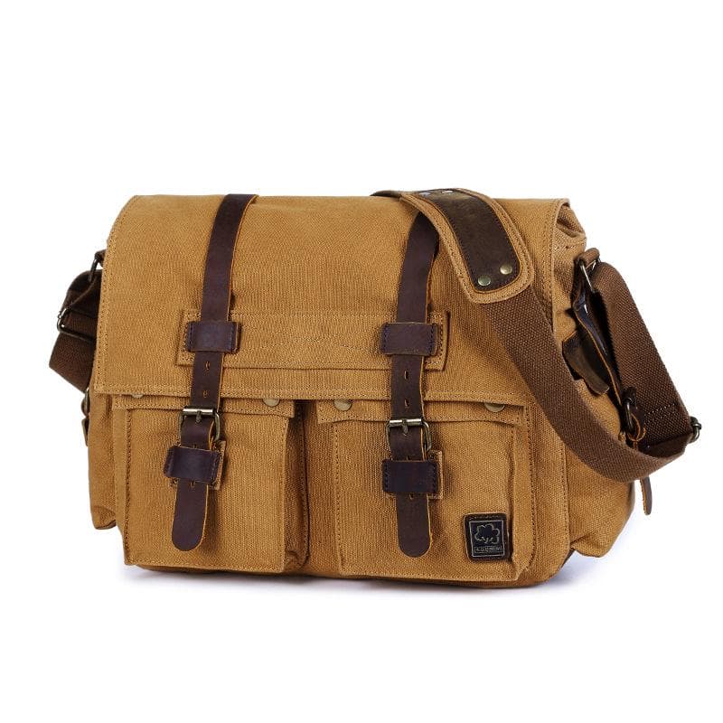 Herre Lerret Skulderveske - Retro Europeisk-Amerikansk Stil Messenger Bag