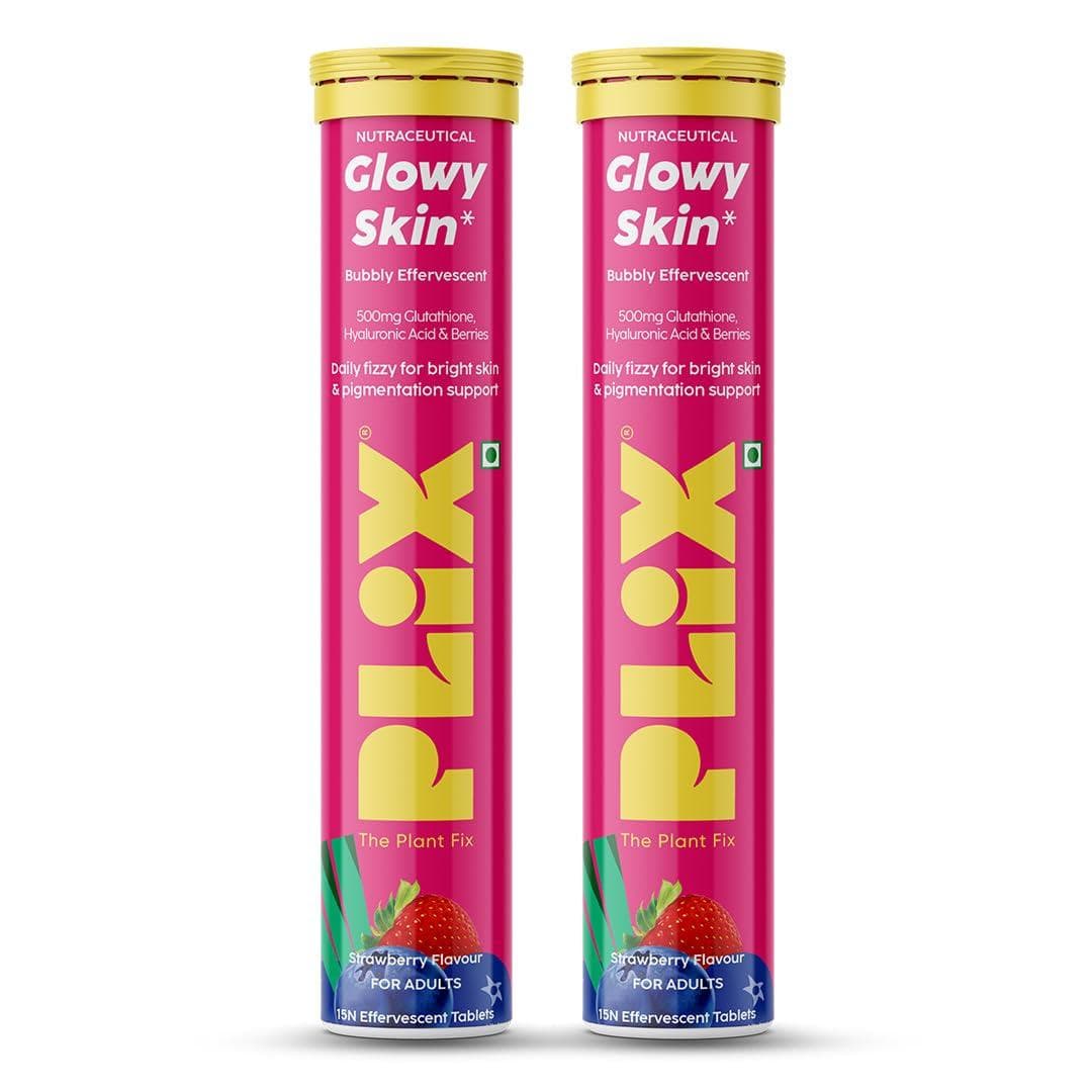 The Plant Fix Plix Glutation Brussetabletter 500mg for Klar Glødende Ungdommelig Hud Pakke med 2 X 15 Tabletter Jordbær