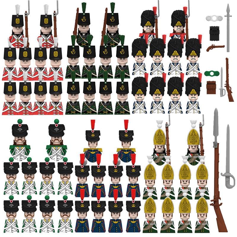 Napoleonskrigene Militærfigurer Hær Soldater Våpen Drakt Små Partikler Byggeklosser Barns DIY Leker Gutter Gaver