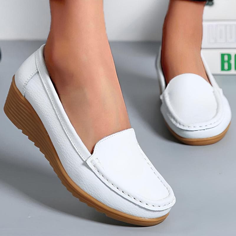 Skinnsko til kvinner Flate hvite svarte loafers med hæler Sko Uformelle mokkasiner for kvinner Slip On Flat Shoes Sommerfottøy cm
