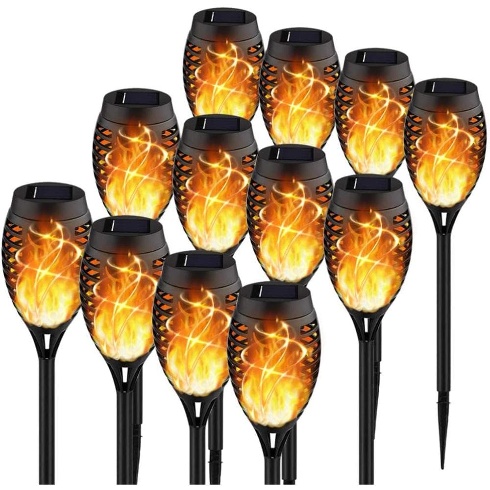 4/8/12Pack Solar Utendørs Vanntett Landskapslys, innebygd 12LED Flame Solar med flimrende flamme for hage, Utendørs Patio Veranda Blå