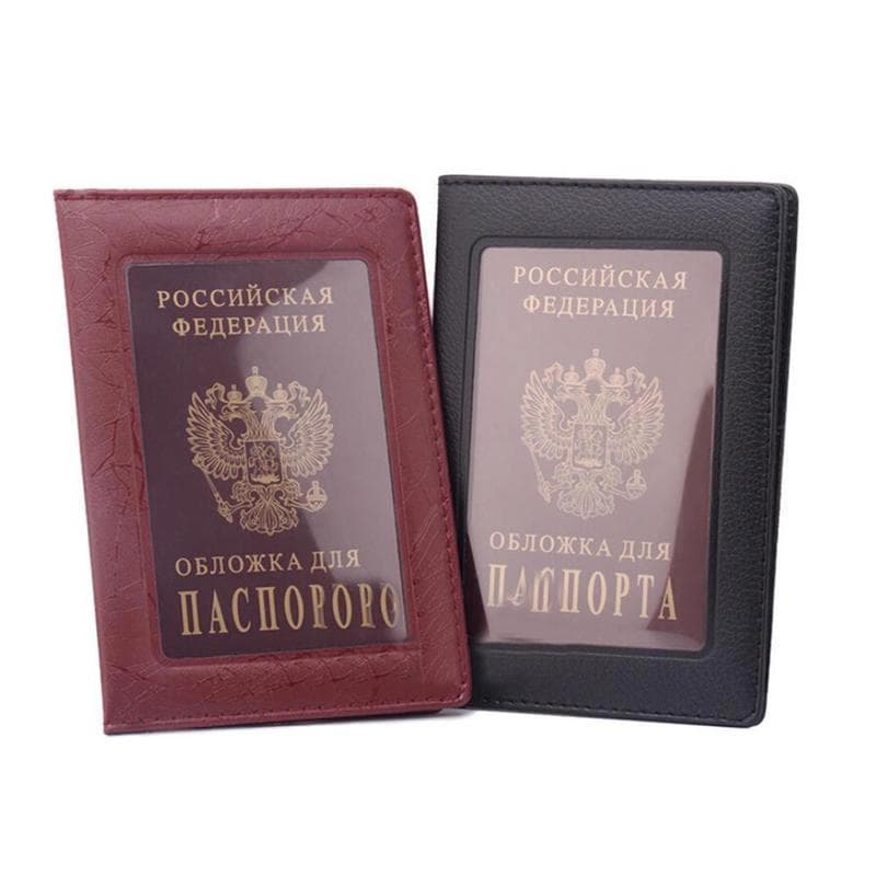 Russland Passomslag Gjennomsiktig Kort ID Holder Etui for Reiser PVC Passvesker brun