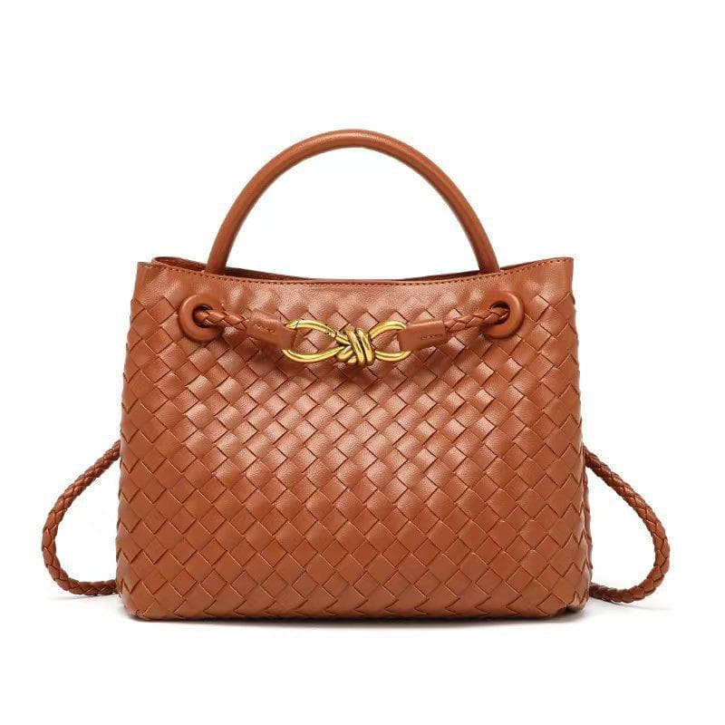 Nisjedesign Ny Metalltau Spenne Flettet Tote Bag Skulderveske Bærbar Messenger Retro Allsidig Enkel Dameveske