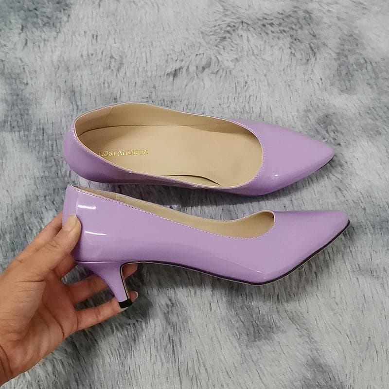 Klassisk Sexy Spiss Lav Med Kattunge Hæler Dame Pumps Sko Vår Merkedesign Brudekjole cm Lilla