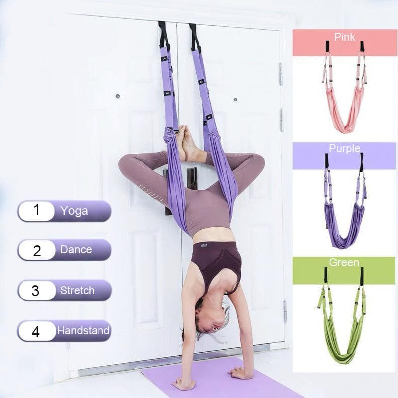 Justerbar yogastropp Aerial Flying Yoga hengekøye sving Strekkstropp Anti-Gravity Inversjon Yoga hengekøye Belter Tilbehør Rosa