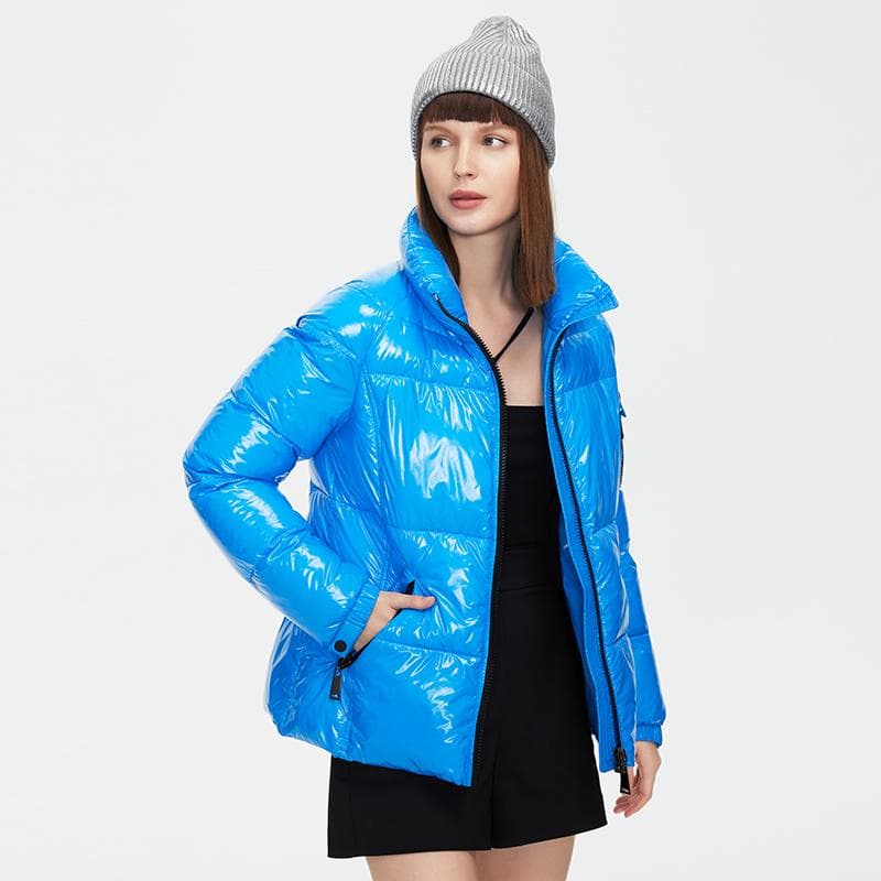Zip Up ZIAI Puffer Coat Kvinner Yttertøy Vinter Kvinner cm maya blå farge