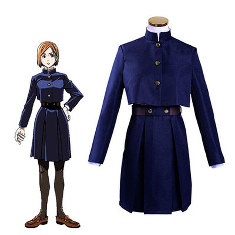 Anime Jujutsu Kaisen Cosplay-kostyme Kugisaki Nobara Parykk Midjeveske Kjole Halloween Festuniform 4 STK Fullsett Jenter Kvinner cm