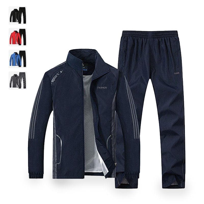 Herresett Vår Høst Herre Sportsklær Todelt sett Sportsdress Jakke +bukse Sweatsuit cm grå farge