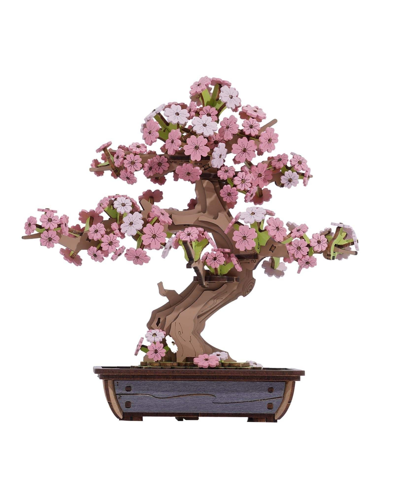 Robotime Rolife 3D Tre Sakura Bonsai Puslespill Enkel Montering Eviggrønn Furu Bonsai Sett Julegave Til Familie Hjemmedekorasjon