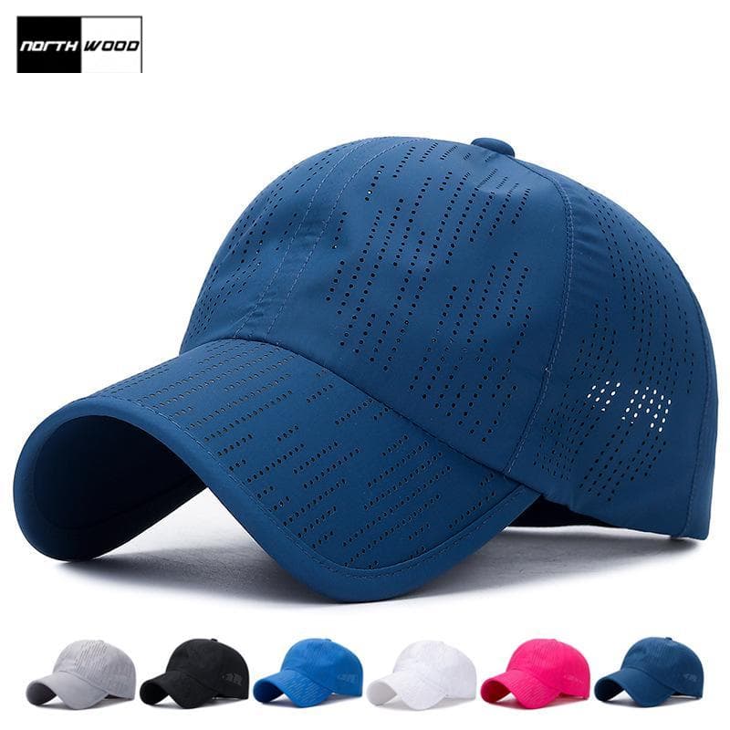 [NORTHWOOD] Solid hurtigtørkende sommerbaseballcaps herre damer pustende sports-snapback utendørs pappahatter 55-60cm innsjø blå farge