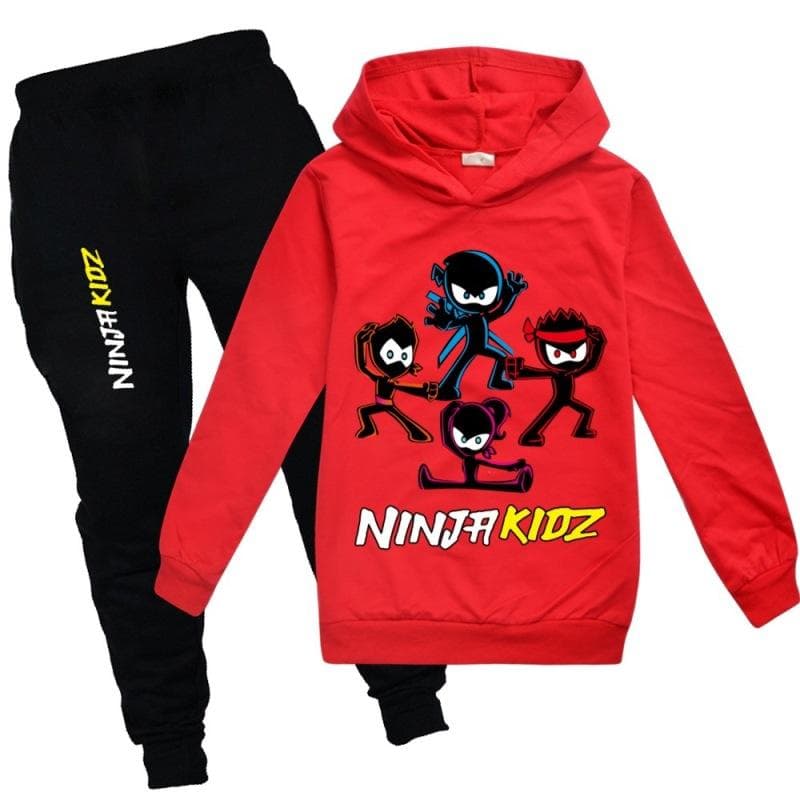 NINJA KIDZ Barn Boutique Klær Engros Bomull Barneklær Jenter Tskjorte Bukser Dress Skole Gutter Antrekk Baby Barn Hettegensere cm