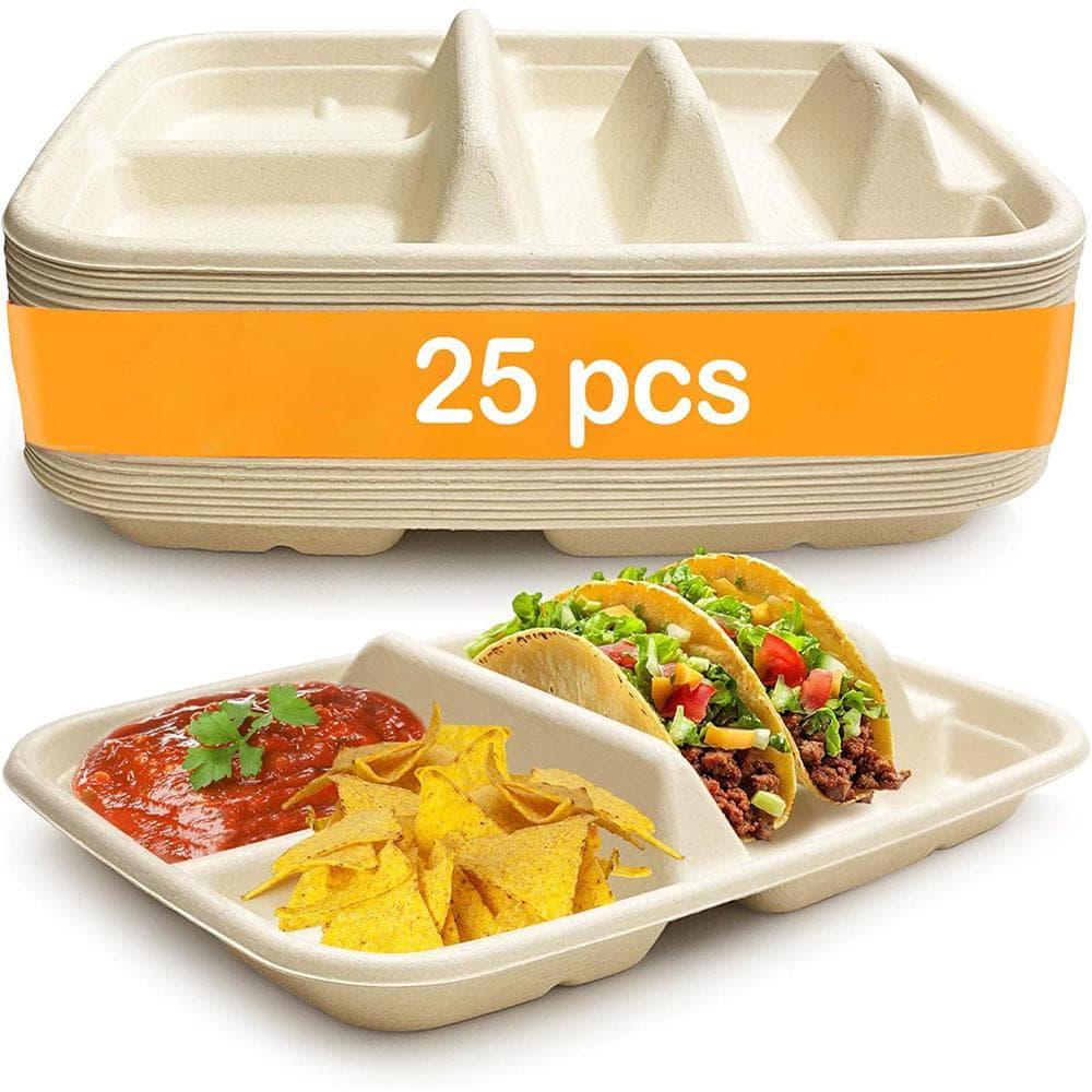 25 stk Engangs Taco-tallerkener med rom