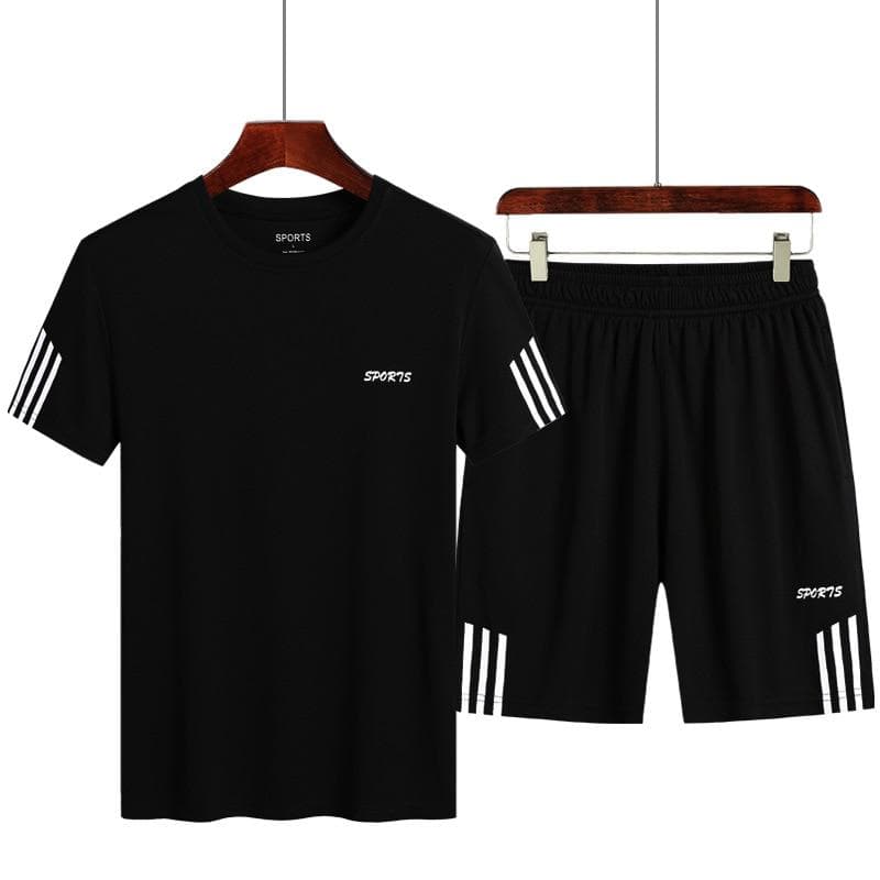 Treningsdress for menn Sportwear Sett Casual Running Fitness To-delt sett cm Svart