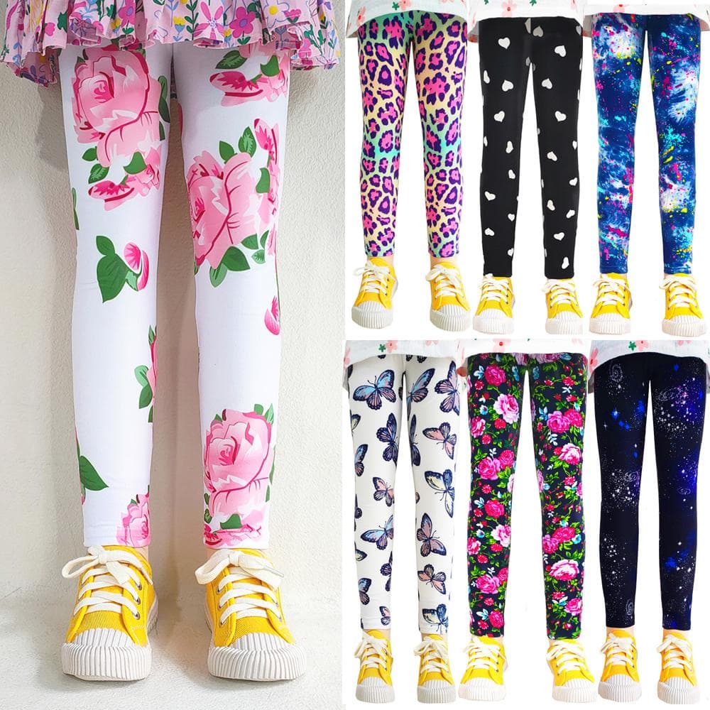 Barnebukser Vår Sommer Baby Girls Printed Flower Leggings Barn Slim Pant cm