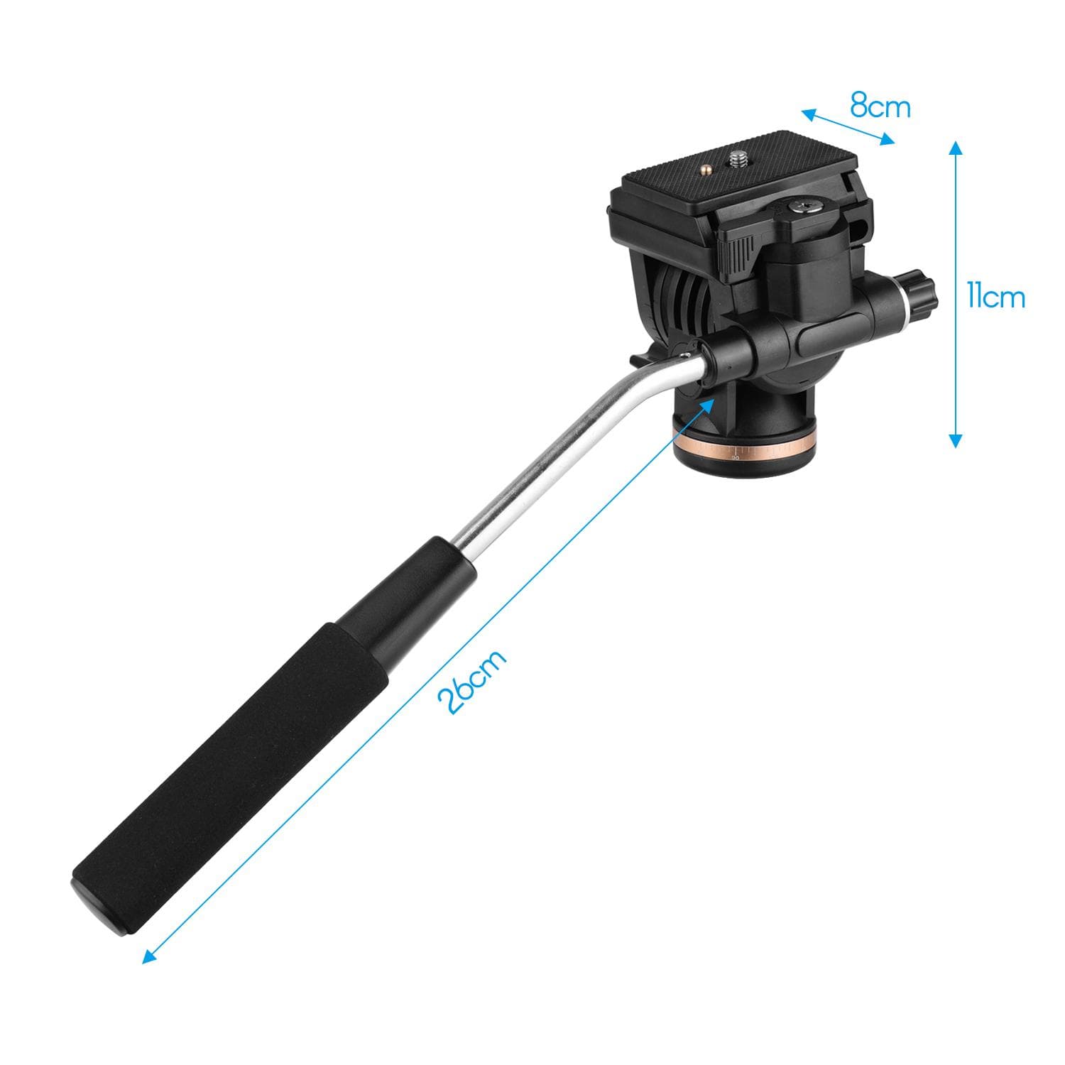 Profesjonelt kamera Video Fluid Drag Pan Head-demping Stativhode 6 kg Lastekapasitet med håndtak 1/4 Svart