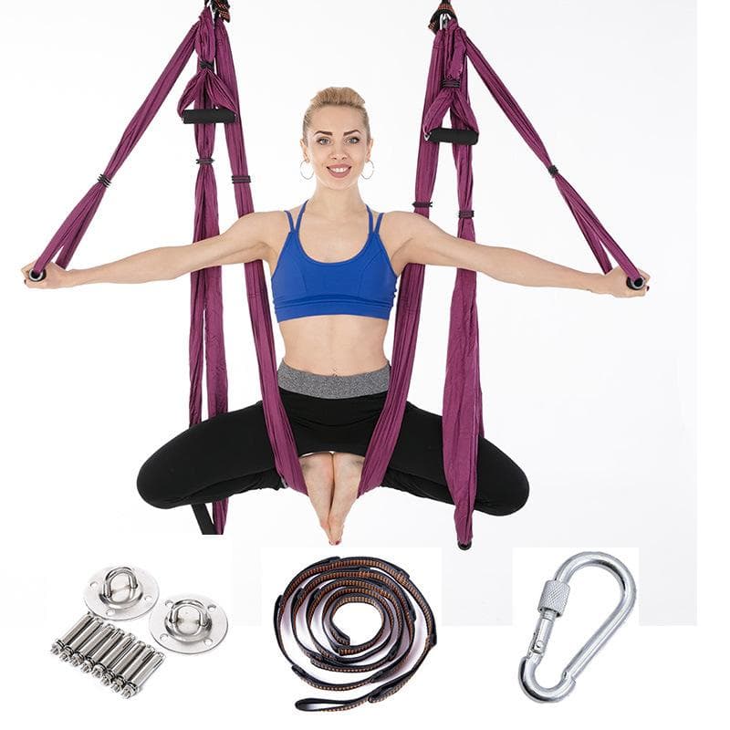 Aerial Yoga Hammock Inversion YOGA HENGEKØYE med hengende plate og forlengelsesstropp komplett sett