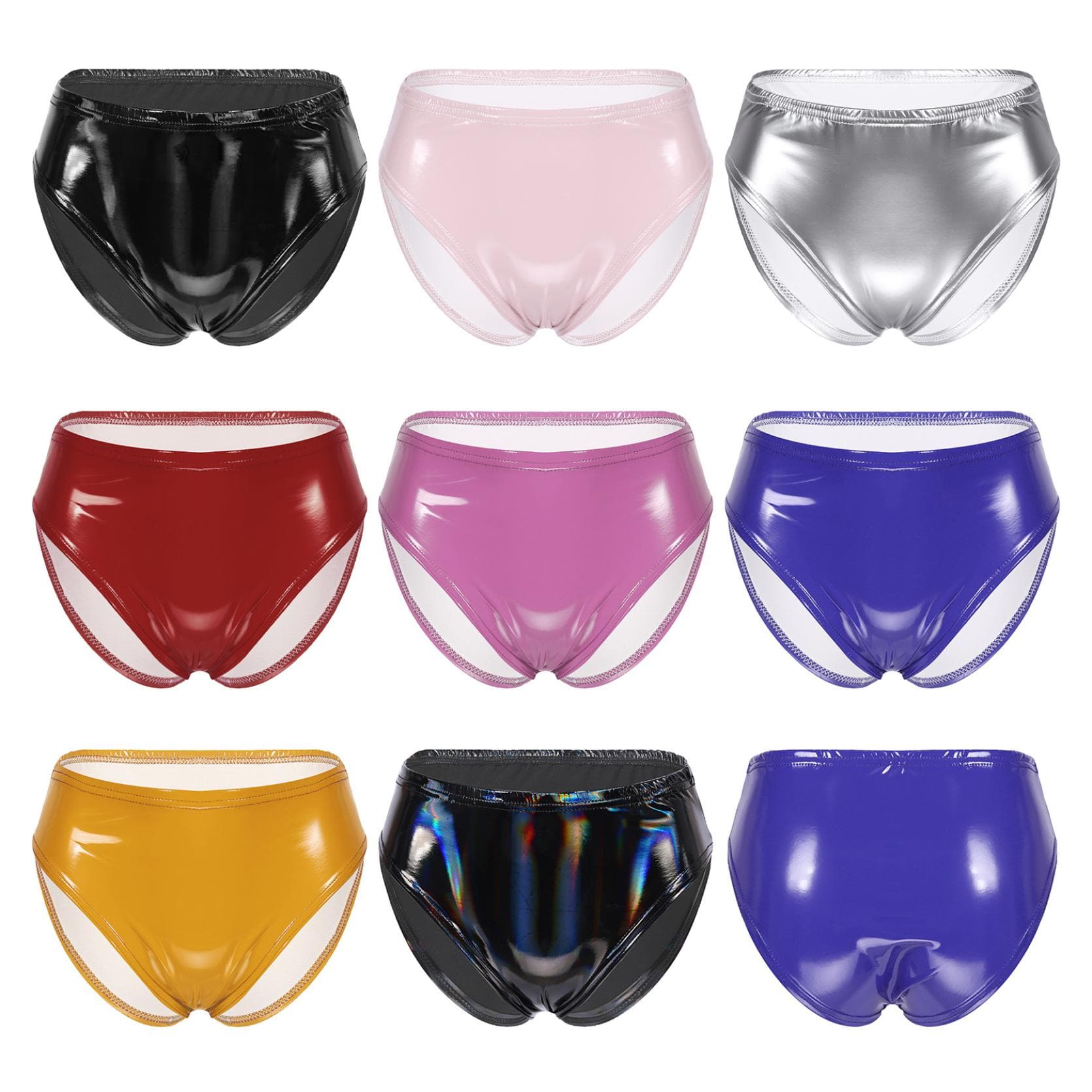 Dame Wetlook sidesnøring i imitert skinn Booty-shorts med middels midje Korte frekke underdeler cm røyksort farge